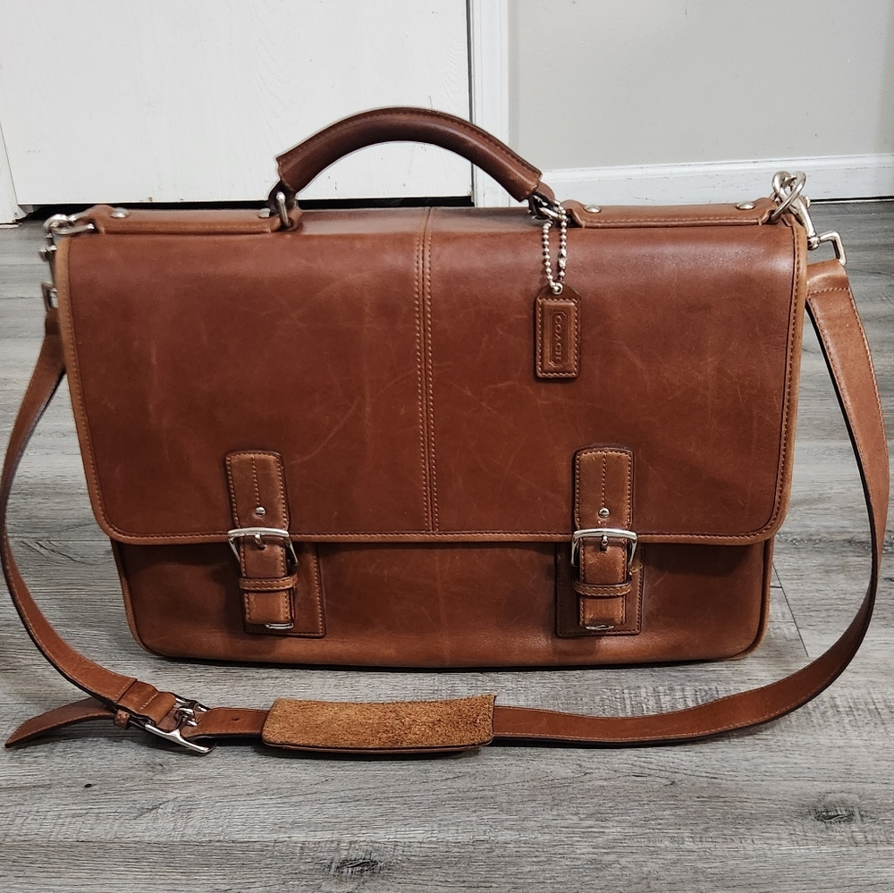 Vintage Coach Classic Brown Leather Briefcase/Carryon Bag - Picture 1 of 16